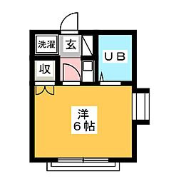 サクシード月吉 1Kの間取図画像