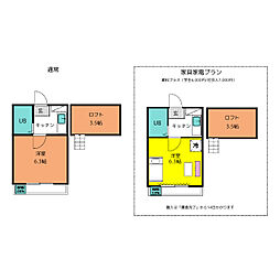 グランモア富士見町 1Kの間取図画像