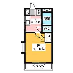 グリーンドエル 1Kの間取図画像