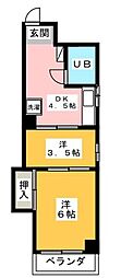 ル・グラン川越 2DKの間取図画像