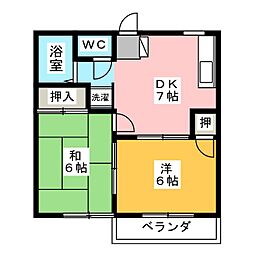 パークハイム並木 2DKの間取図画像