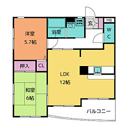 新世ふじみ野マンション 2LDKの間取図画像