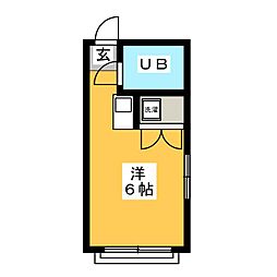 マロンハイツB ワンルームの間取図画像