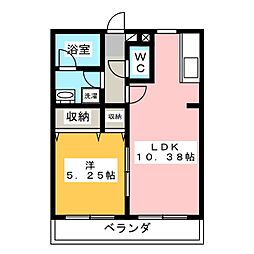 メゾンケンシン 1LDKの間取図画像