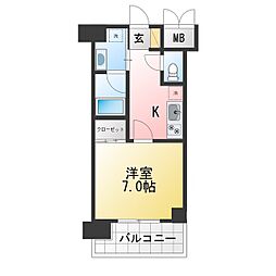 ソライエアイル新河岸 1Kの間取図画像