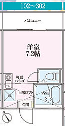 リベルタ高津 ワンルームの間取図画像