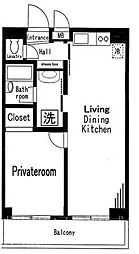 パレス・アルカディア 1LDKの間取図画像
