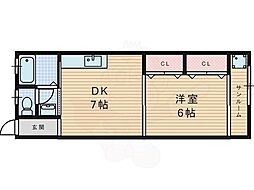 岡林ビル 1DKの間取図画像