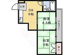 秀和第二ハイツ 2DKの間取図画像