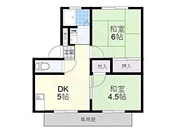 ハイツ千鶴1棟 2DKの間取図画像