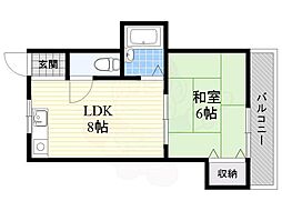 ジュネス・シャトー 1DKの間取図画像