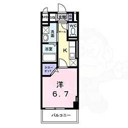 オリエントレジデンス門真殿島町 5階1Kの間取り