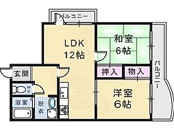 カーサ・ソーラー 2LDKの間取図画像