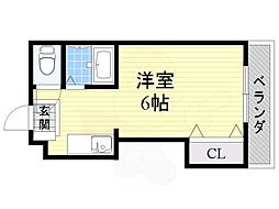 スタジオM ワンルームの間取図画像
