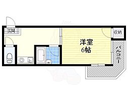 ピュアスモトB棟 1Kの間取図画像