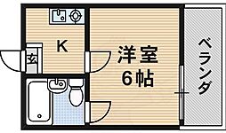 香里さくらハイツ3 1Kの間取図画像