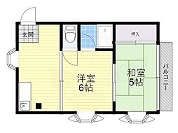 ヴィラ赤とんぼ 2DKの間取図画像