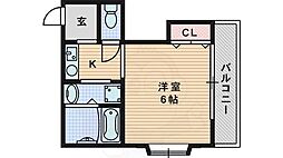 第5高橋ハイツ 1Kの間取図画像