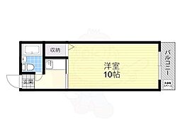 まるきマンション東大利 1Kの間取図画像