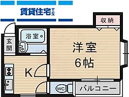 フローラルヴィラ 1Kの間取図画像