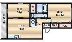 エスポワールK2 2DKの間取図画像