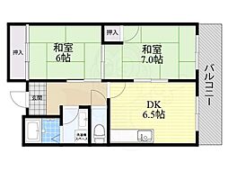 クレール白鳩 2DKの間取図画像