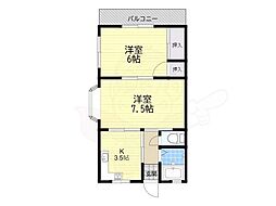 フエリシーダ.石津 2Kの間取図画像