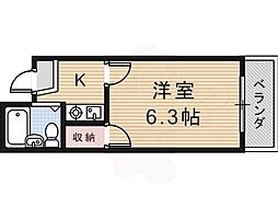 アクセスB棟 1Kの間取図画像