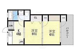 元町マンション 2Kの間取図画像