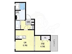 門真市上野口町アパート 1LDKの間取図画像