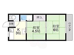 WESTヒルズ御堂 2Kの間取図画像