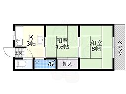 WESTヒルズ御堂 2Kの間取図画像
