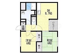 シャトー忍ケ丘 2DKの間取図画像