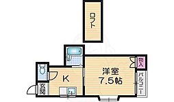 エクセル上島頭 1Kの間取図画像