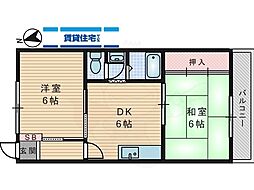 メゾン赤松 2DKの間取図画像