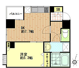 ユニーブル田町 1LDKの間取図画像