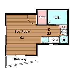 東急世田谷線 上町駅 徒歩2分の賃貸アパート 1階ワンルームの間取り