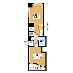 東急田園都市線 三軒茶屋駅 徒歩7分の賃貸マンション 2階1LDKの間取り