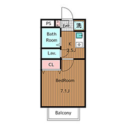 東急田園都市線 三軒茶屋駅 徒歩17分の賃貸アパート 1階1Kの間取り