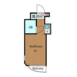 東急田園都市線 三軒茶屋駅 徒歩11分の賃貸マンション 4階ワンルームの間取り