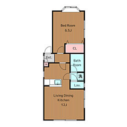 京王井の頭線 池ノ上駅 徒歩7分の賃貸アパート 2階1LDKの間取り