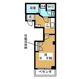 東急田園都市線 三軒茶屋駅 徒歩4分の賃貸マンション 2階1Kの間取り