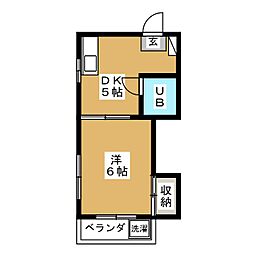 東急世田谷線 世田谷駅 徒歩10分の賃貸アパート 1階1DKの間取り