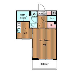 東急田園都市線 桜新町駅 徒歩7分の賃貸マンション 地下1階1Kの間取り
