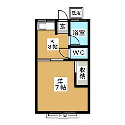 東急田園都市線 駒沢大学駅 徒歩5分の賃貸アパート 2階1Kの間取り