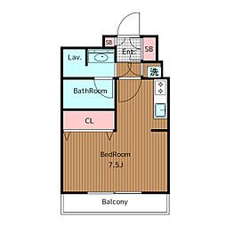東急田園都市線 駒沢大学駅 徒歩9分の賃貸マンション 1階ワンルームの間取り