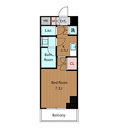 東急田園都市線 池尻大橋駅 徒歩2分の賃貸マンション 15階1Kの間取り
