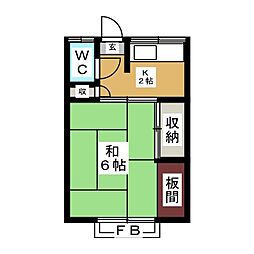 コーポ橘 1Kの間取図画像