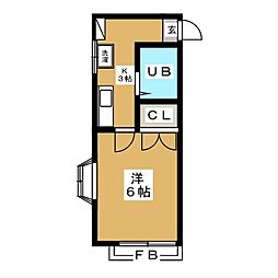 シャンデール 1Kの間取図画像