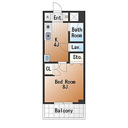 サンロイヤル東山 1Kの間取図画像